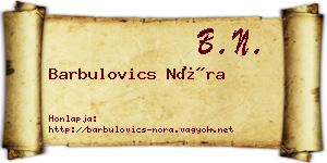 Barbulovics Nóra névjegykártya